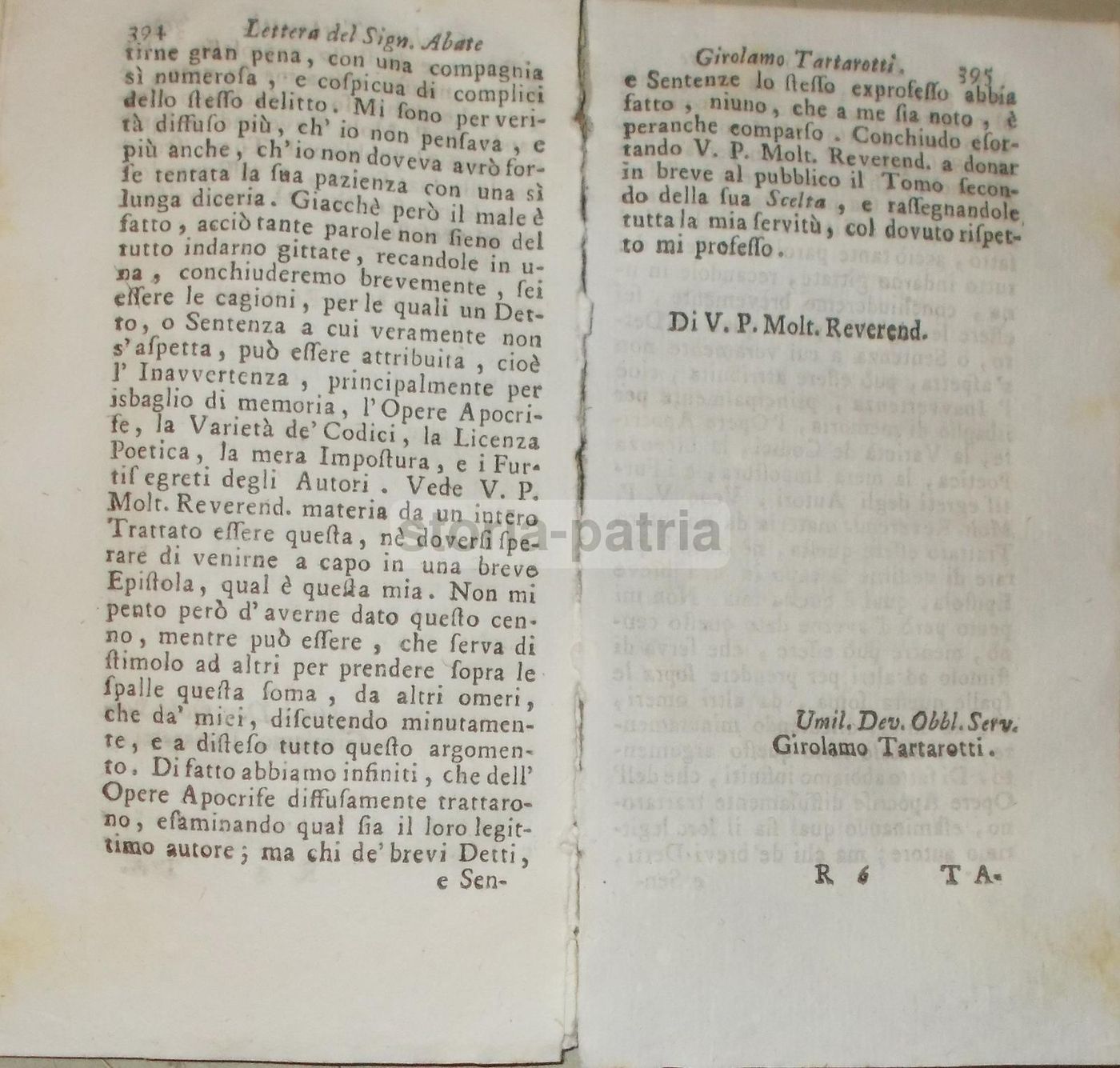 Lettera Di Girolamo Tartarotti A Teobaldo Ceva Sulla Filologia E Teologia, Venezia, XVIII Secolo