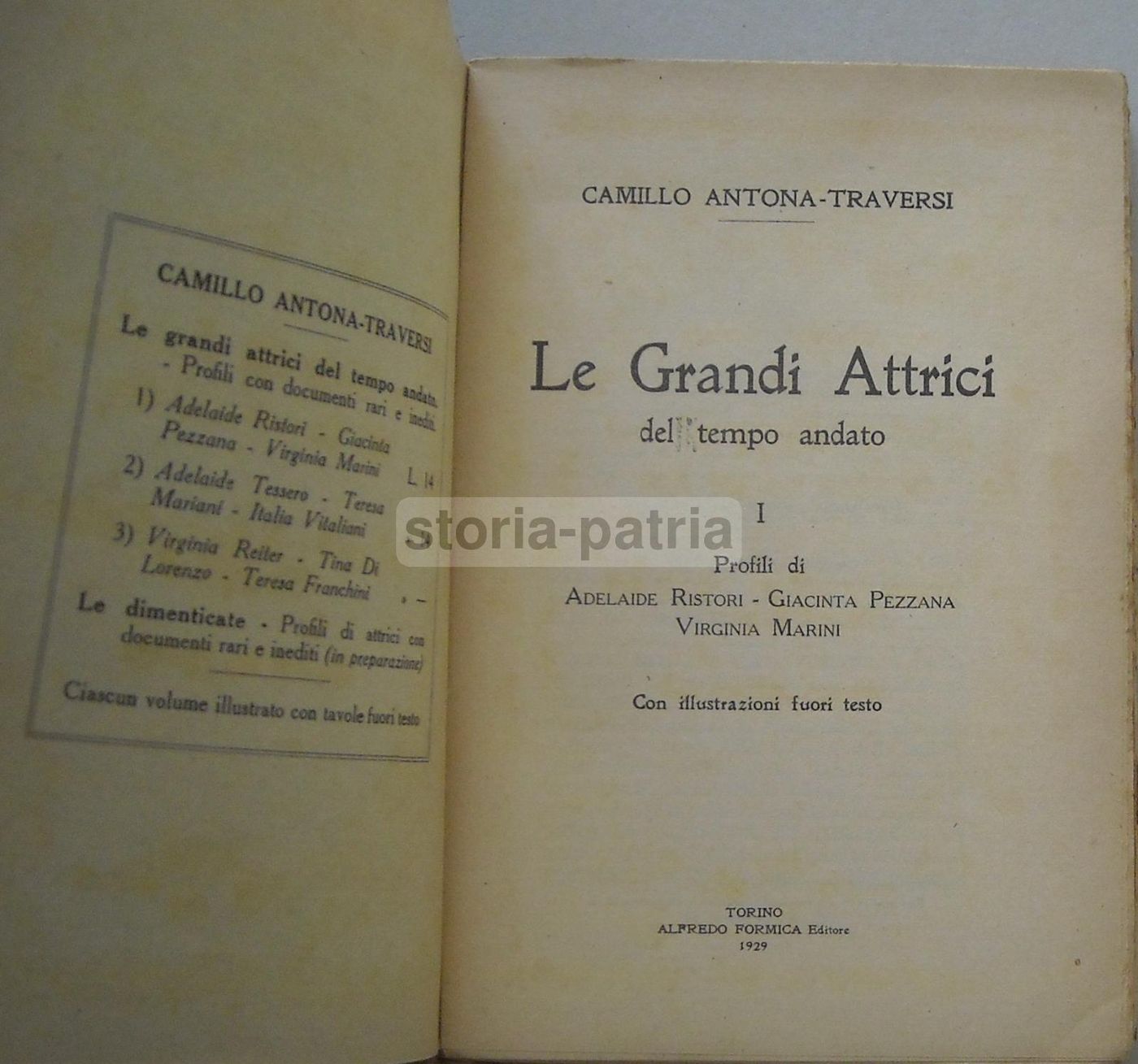 Attrici Celebri: Ristori, Pezzana, Marini. Teatro Italiano, 1929