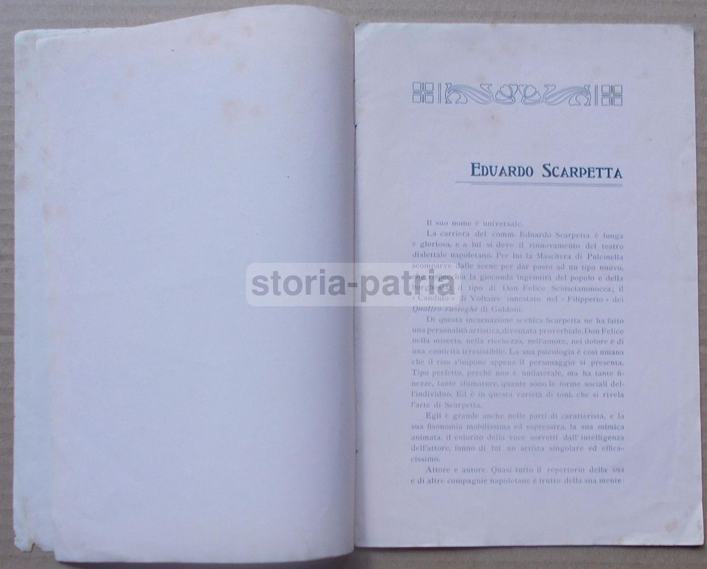 Catalogo Dischi Teatro Comico Napoletano Scarpetta 1907 Zonofono