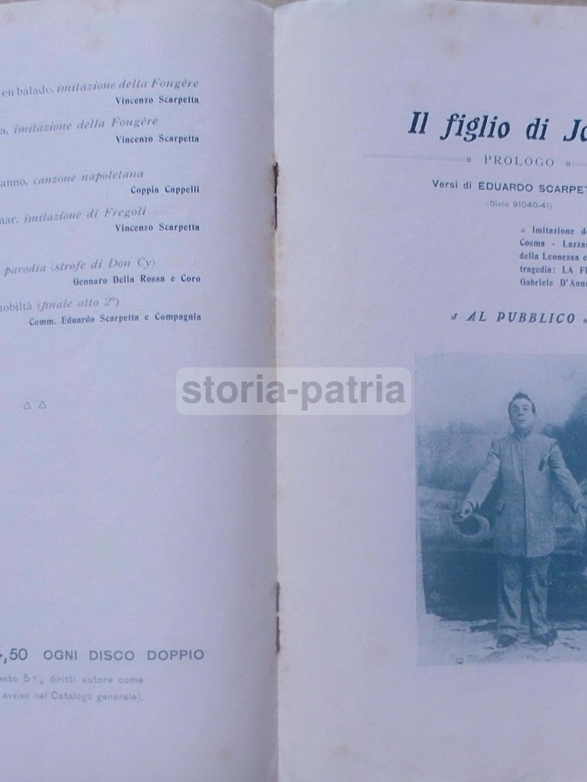 Catalogo Dischi Teatro Comico Napoletano Scarpetta 1907 Zonofono