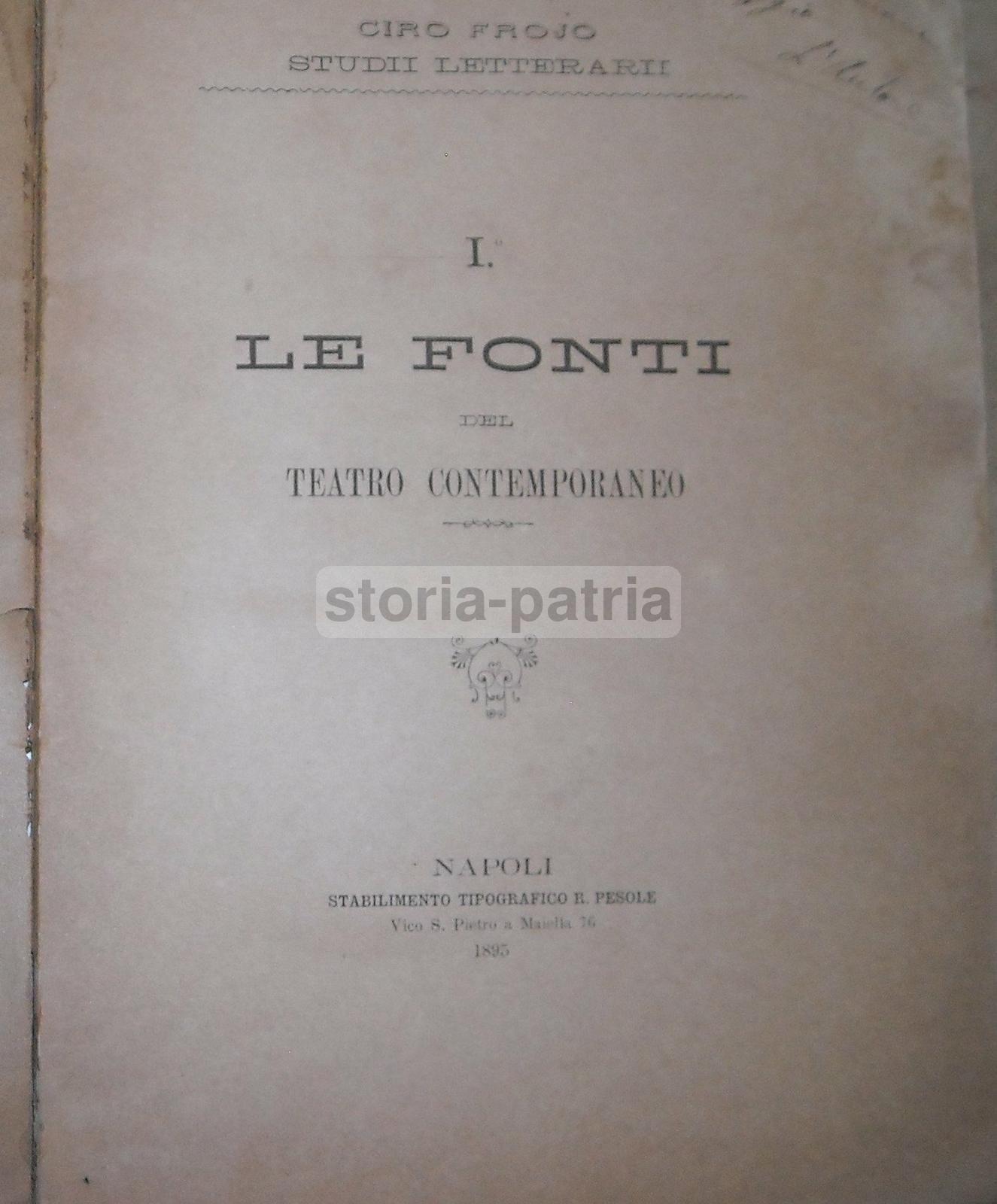 Teatro Frojo 1895 Goldoni Molière Rivoluzione Francese Napoli