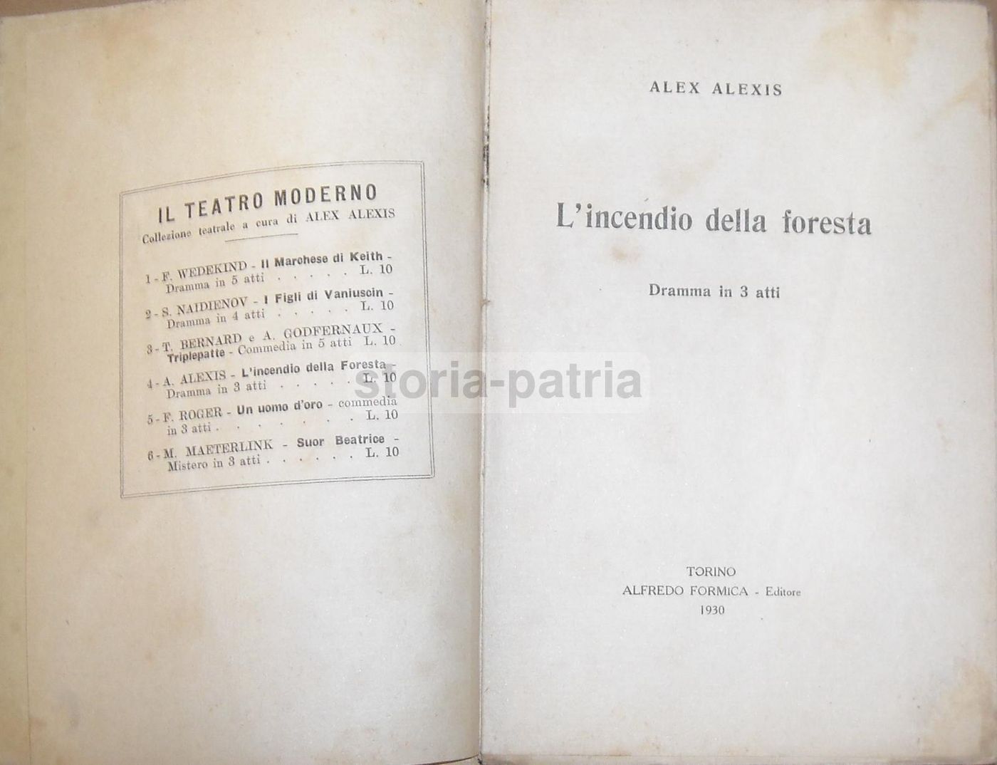 L'Incendio Della Foresta: Dramma In 3 Atti (Alex Alexis, 1930)