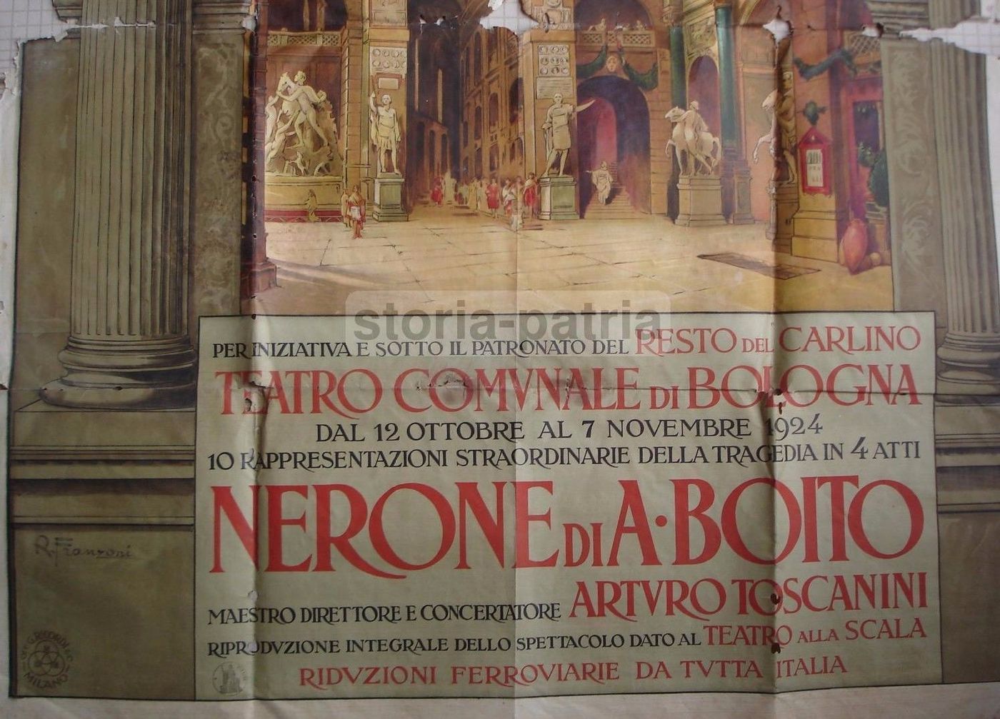 Manifesto Per Il "Nerone" Di Boito, Teatro Comunale Di Bologna, 1924, Ricordi