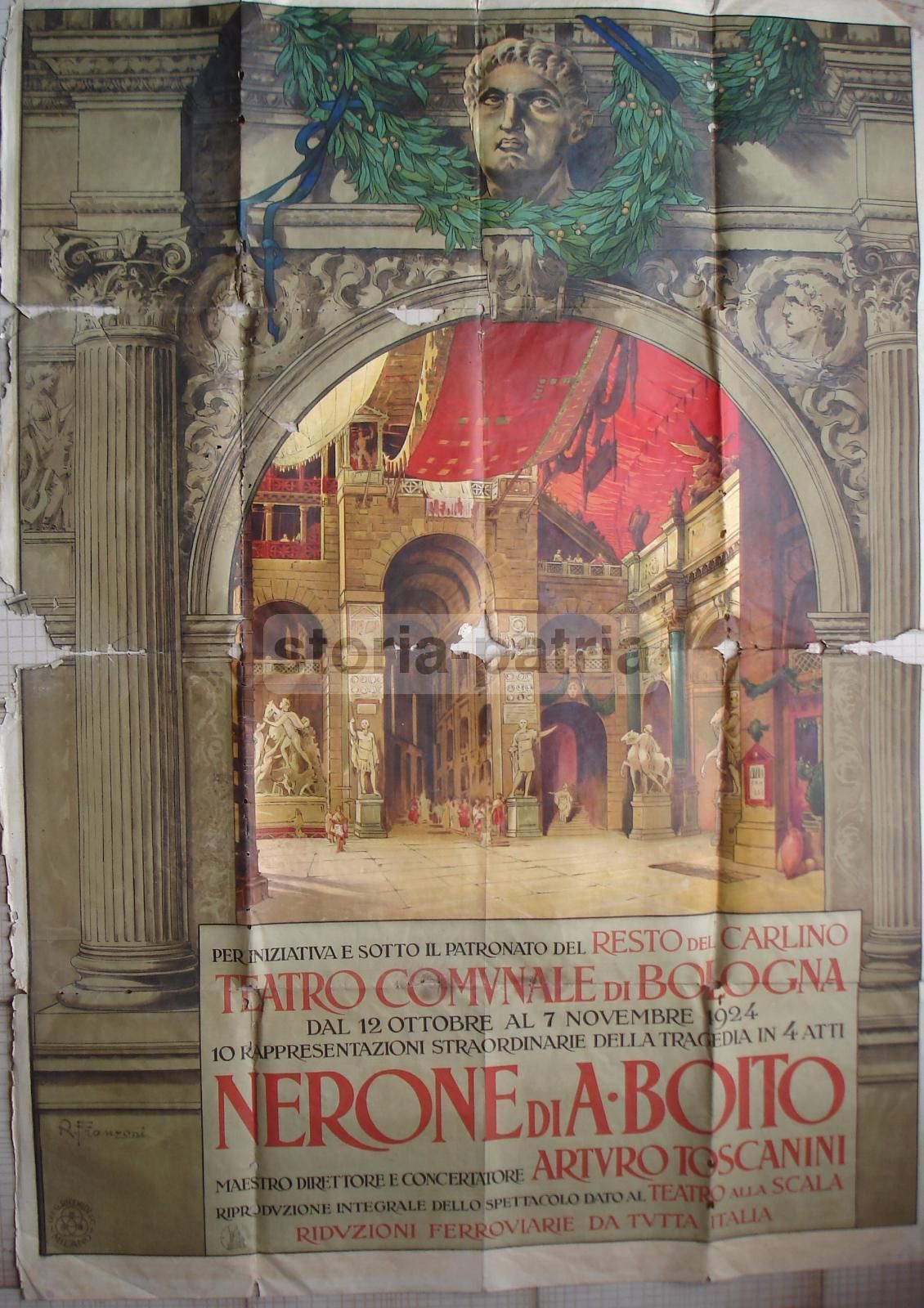 Manifesto Per Il "Nerone" Di Boito, Teatro Comunale Di Bologna, 1924, Ricordi