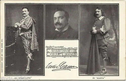 Postcard Enrico Caruso Rigoletto and Marta Rose Company 1907