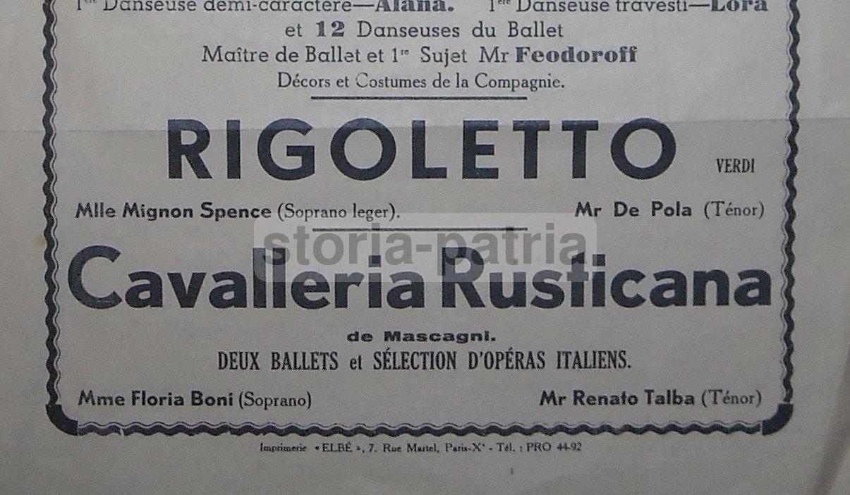 Locandina Teatrale Per La Gioconda, Rigoletto E Cavalleria Rusticana, Parigi