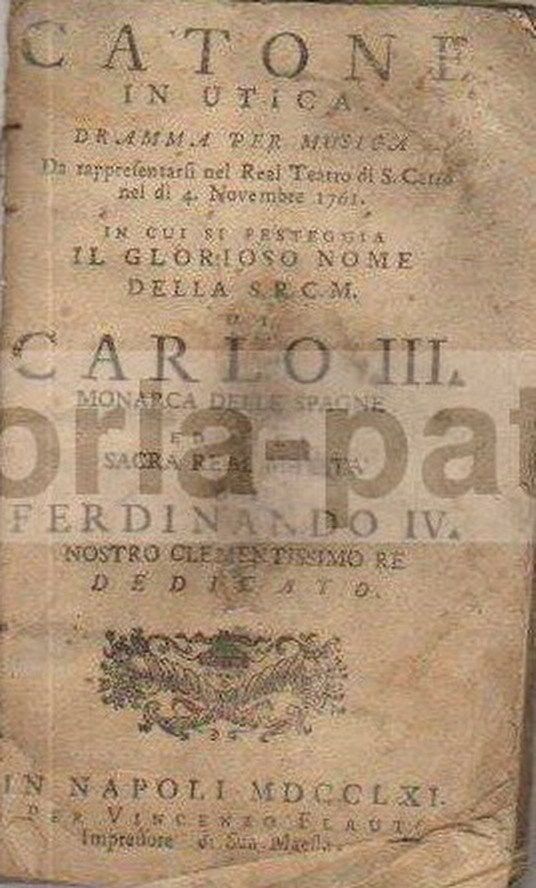 Catone In Utica 1761 Metastasio Bach Teatro San Carlo Napoli