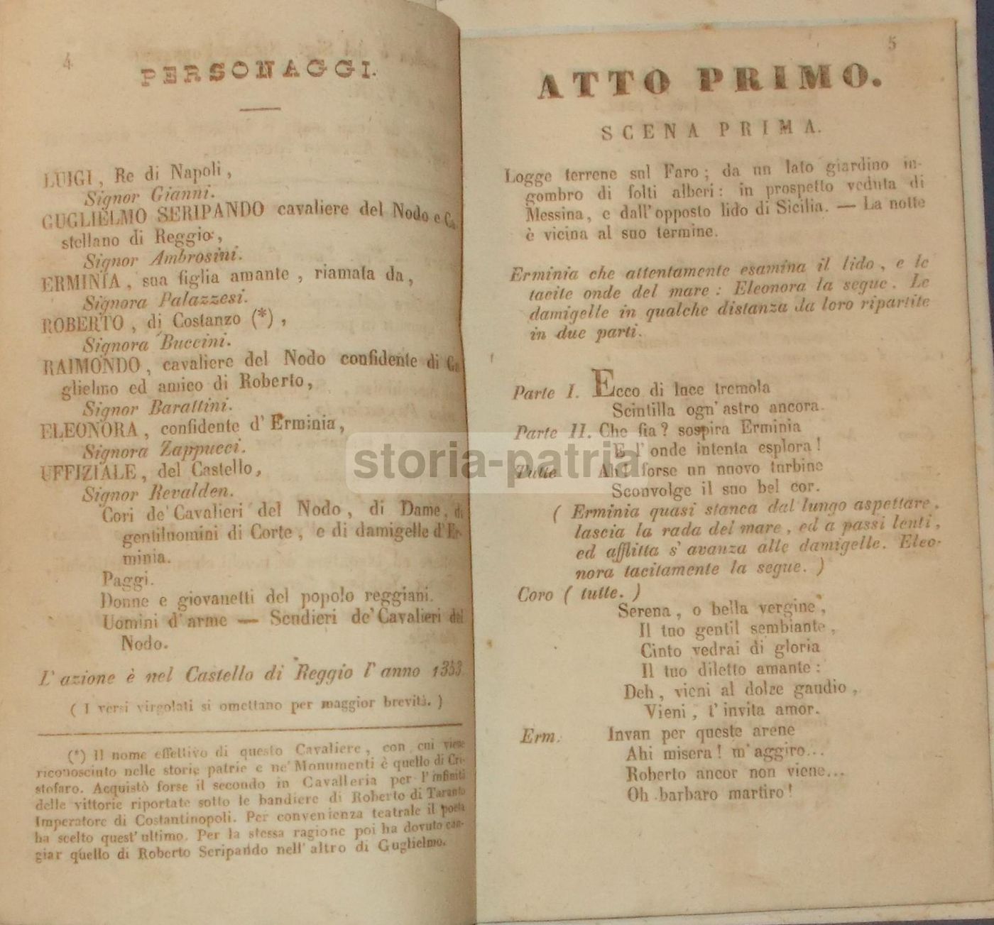 Libretto Roberto Di Costanzo, Teatro San Carlo, Napoli 1839