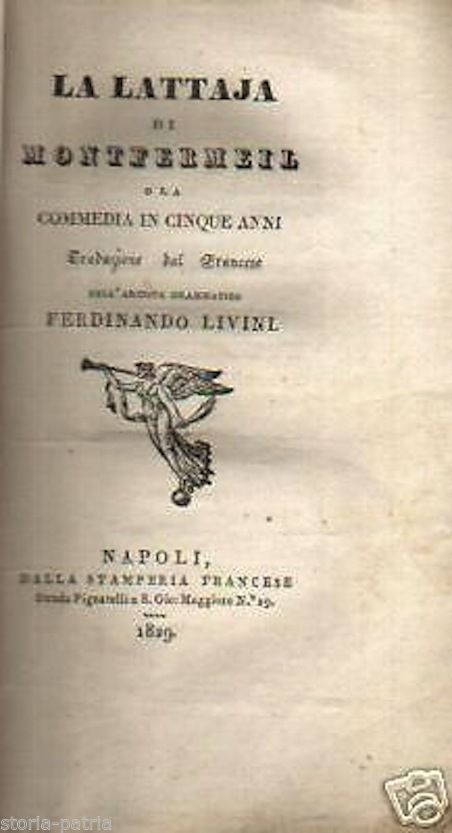La Lattaja Di Montfermeil, Livini (1829) Napoli   Libretto Teatrale Raro
