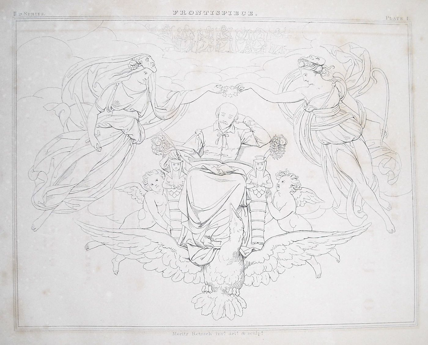 Apoteosi Di Shakespeare, Incisione Originale Di Moritz Retzsch, 1833, Lipsia