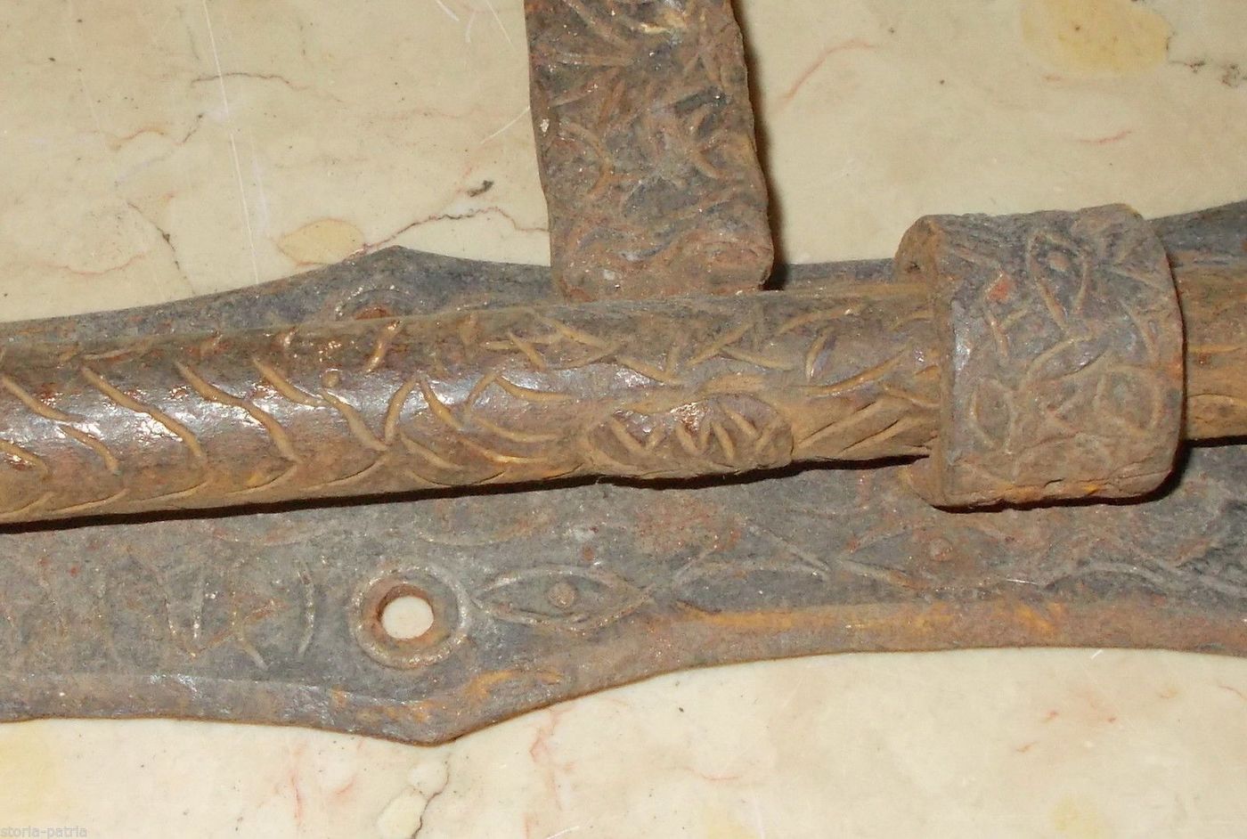 Chiavistello Antico In Ferro Battuto Decorativo Epoca 1900