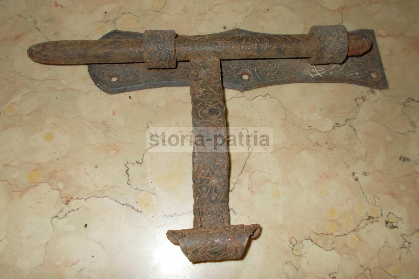 Chiavistello Antico In Ferro Battuto Decorativo Epoca 1900
