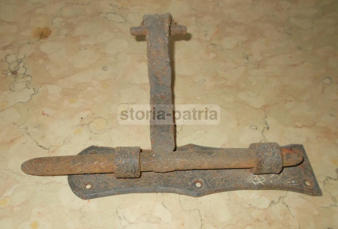 Chiavistello Antico In Ferro Battuto Decorativo Epoca 1900