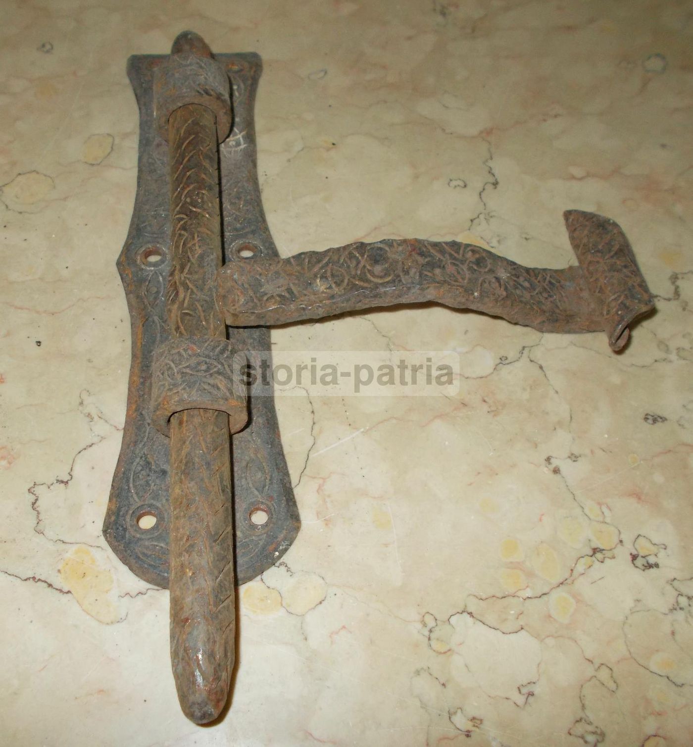 Chiavistello Antico In Ferro Battuto Decorativo Epoca 1900