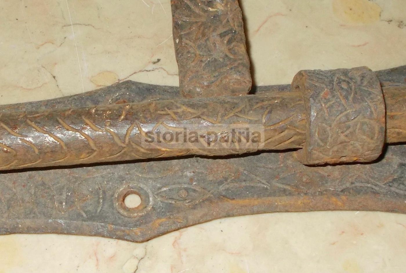 Chiavistello Antico In Ferro Battuto Decorativo Epoca 1900