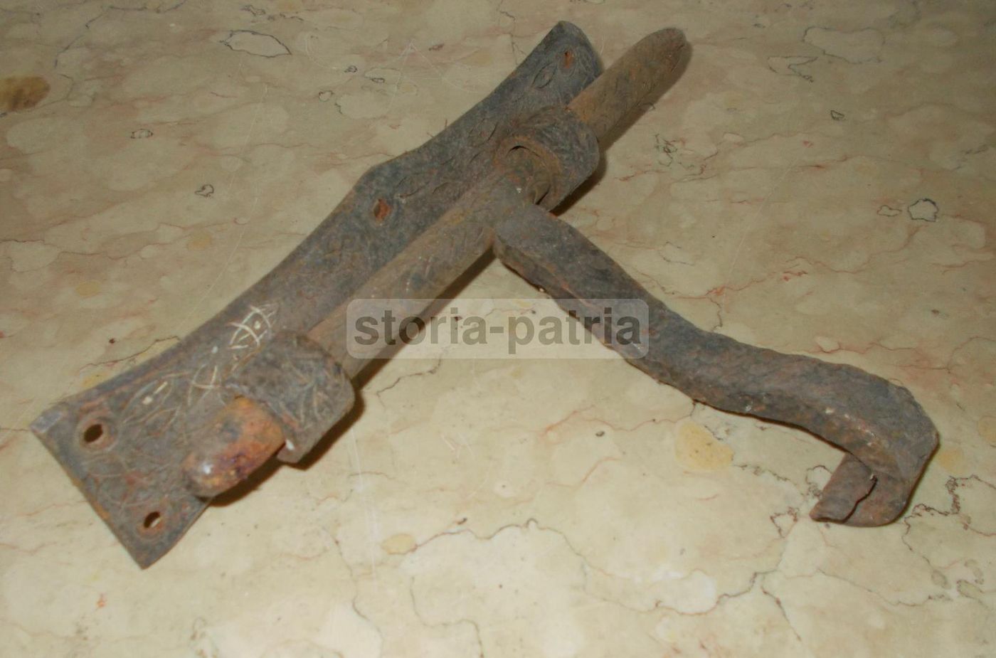 Chiavistello Antico In Ferro Battuto Decorativo Epoca 1900