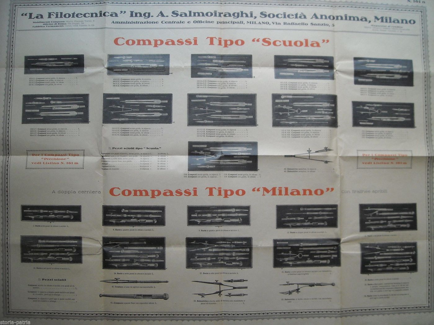 Manifesto Pubblicitario Compassi Salmoiraghi Milano, Primo '900
