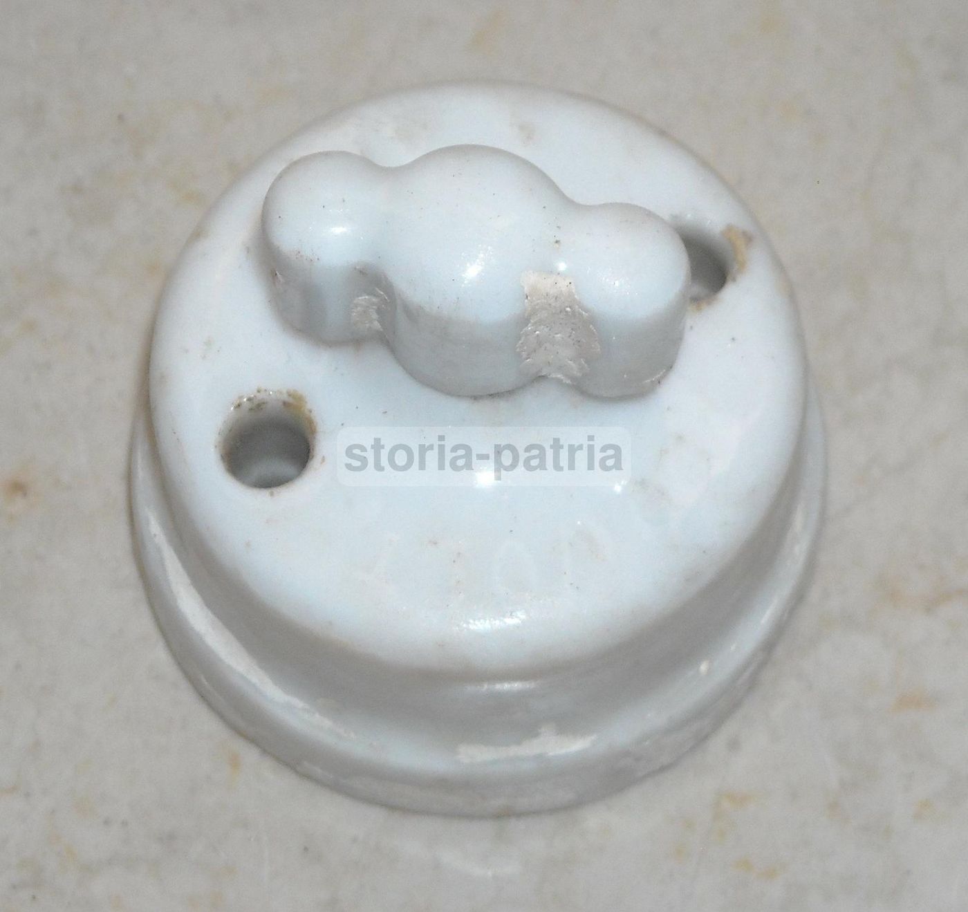 Antico Interruttore Elettrico In Porcellana Bianca, Anni 1920 1930