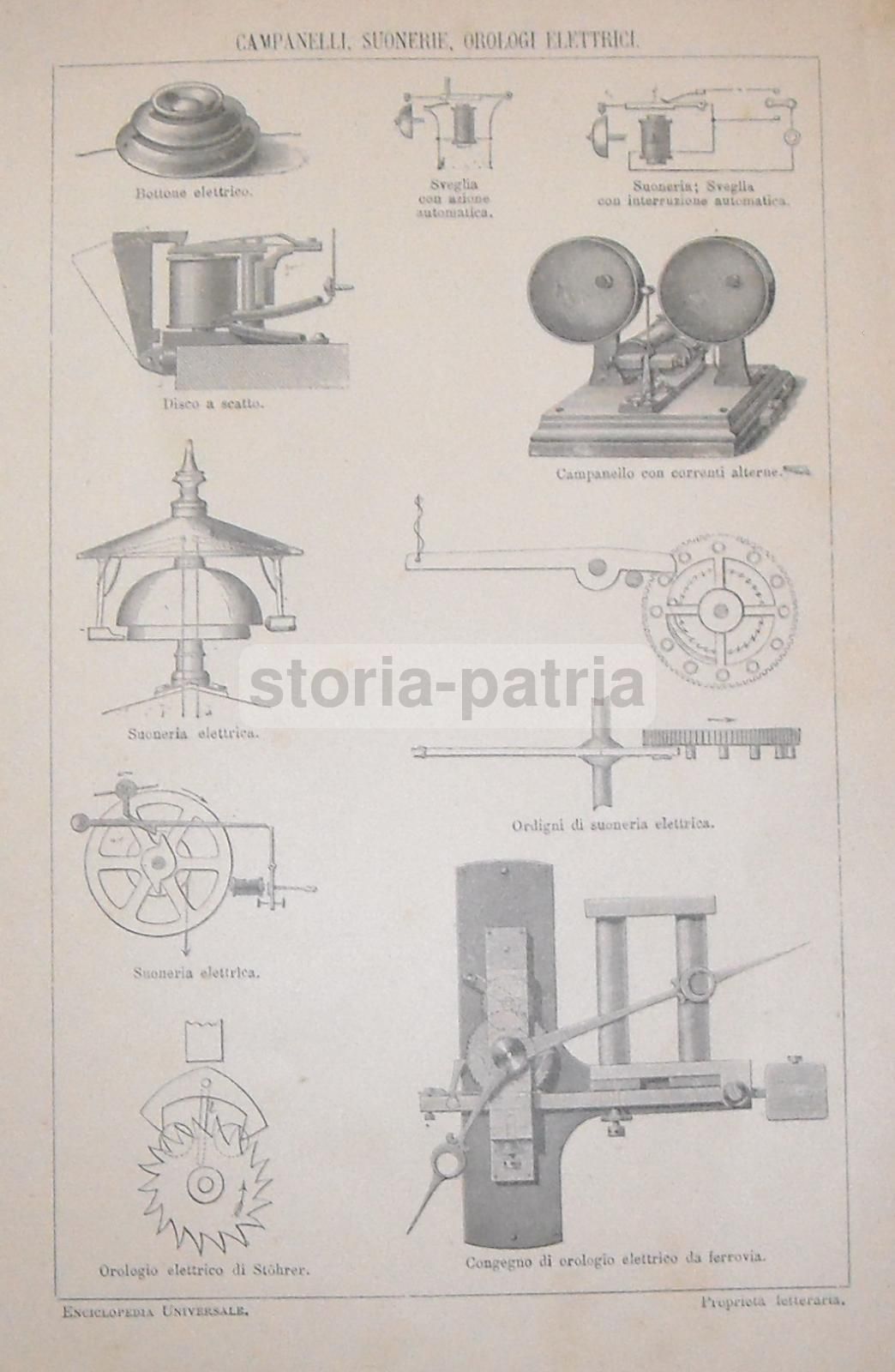Stampa Antica Elettrotecnica: Campanelli E Orologi Elettrici, Anni '20