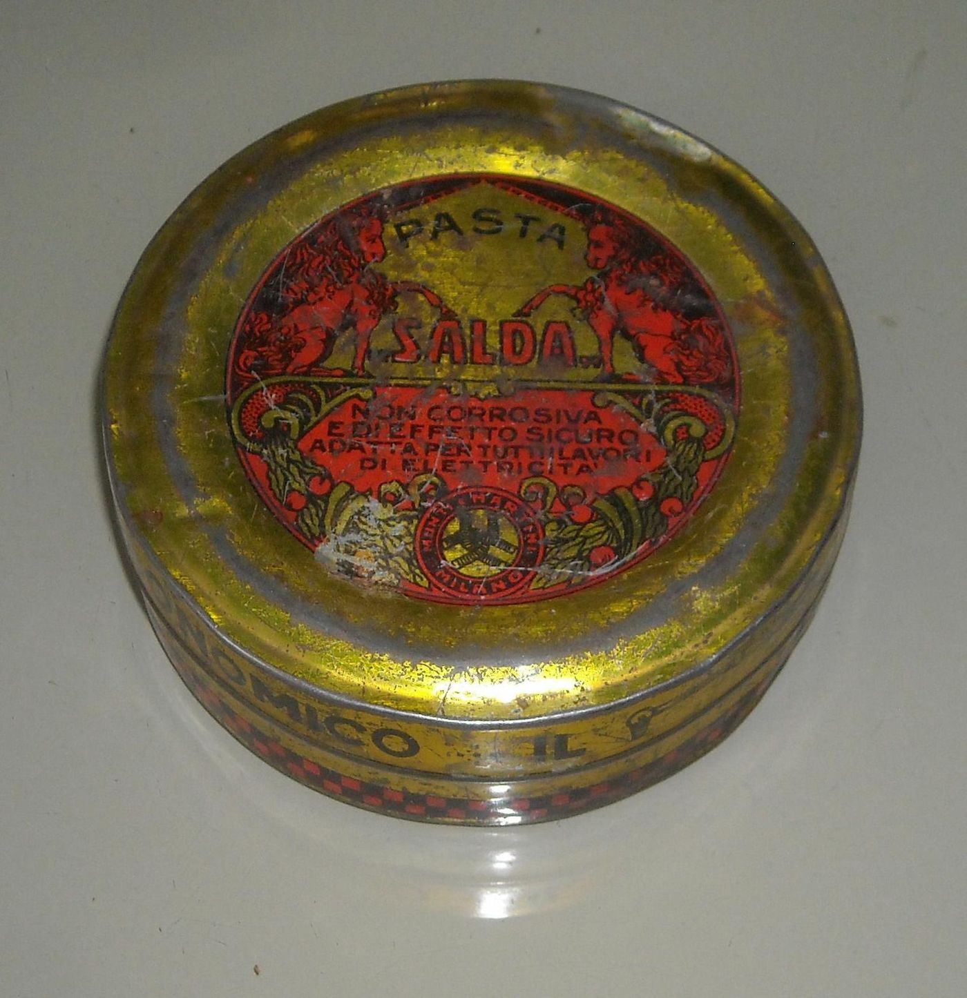 Scatola In Latta Pasta Salda Monti E Martini Milano, Anni '20 '30