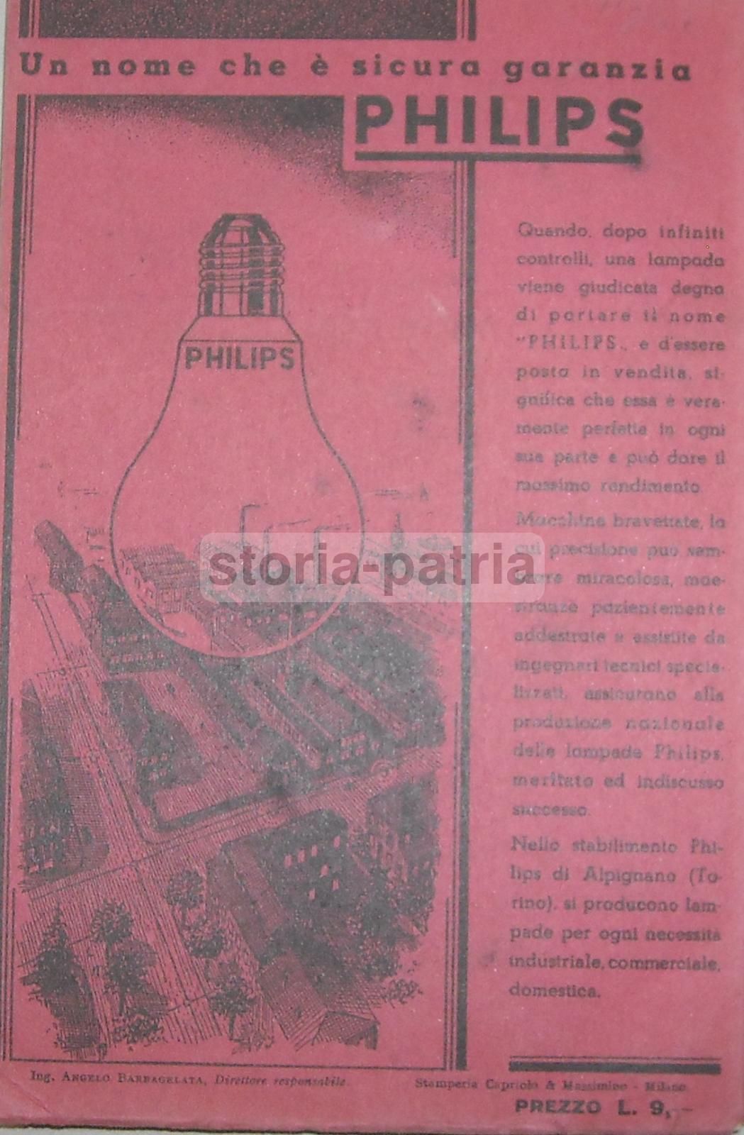 Stampa Pubblicitaria Marelli E Philips 1936 Centrale Vobarno