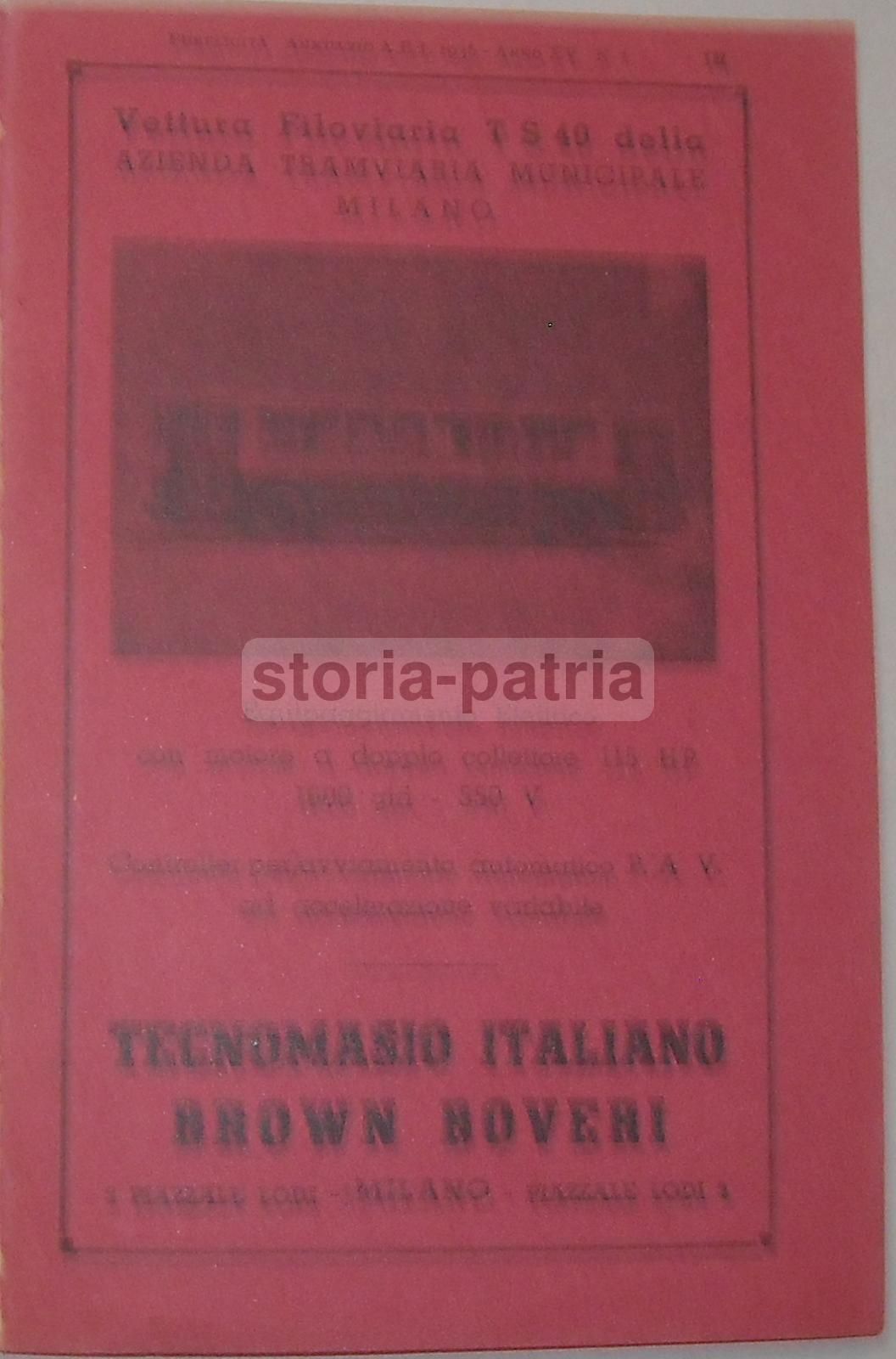 Filobus ATM Milano 1936: Tecnomasio Brown Boveri E Marelli, Pubblicità