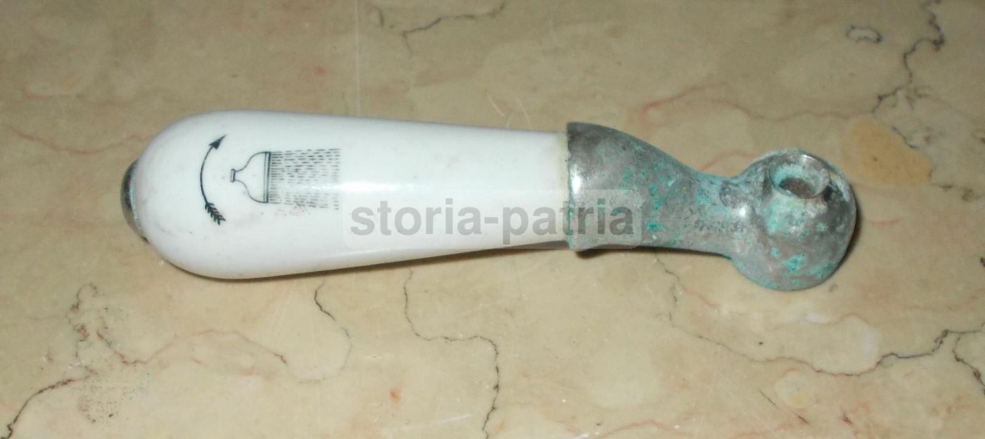 Maniglia d'Epoca In Porcellana E Metallo Cromato, Anni '30 '50