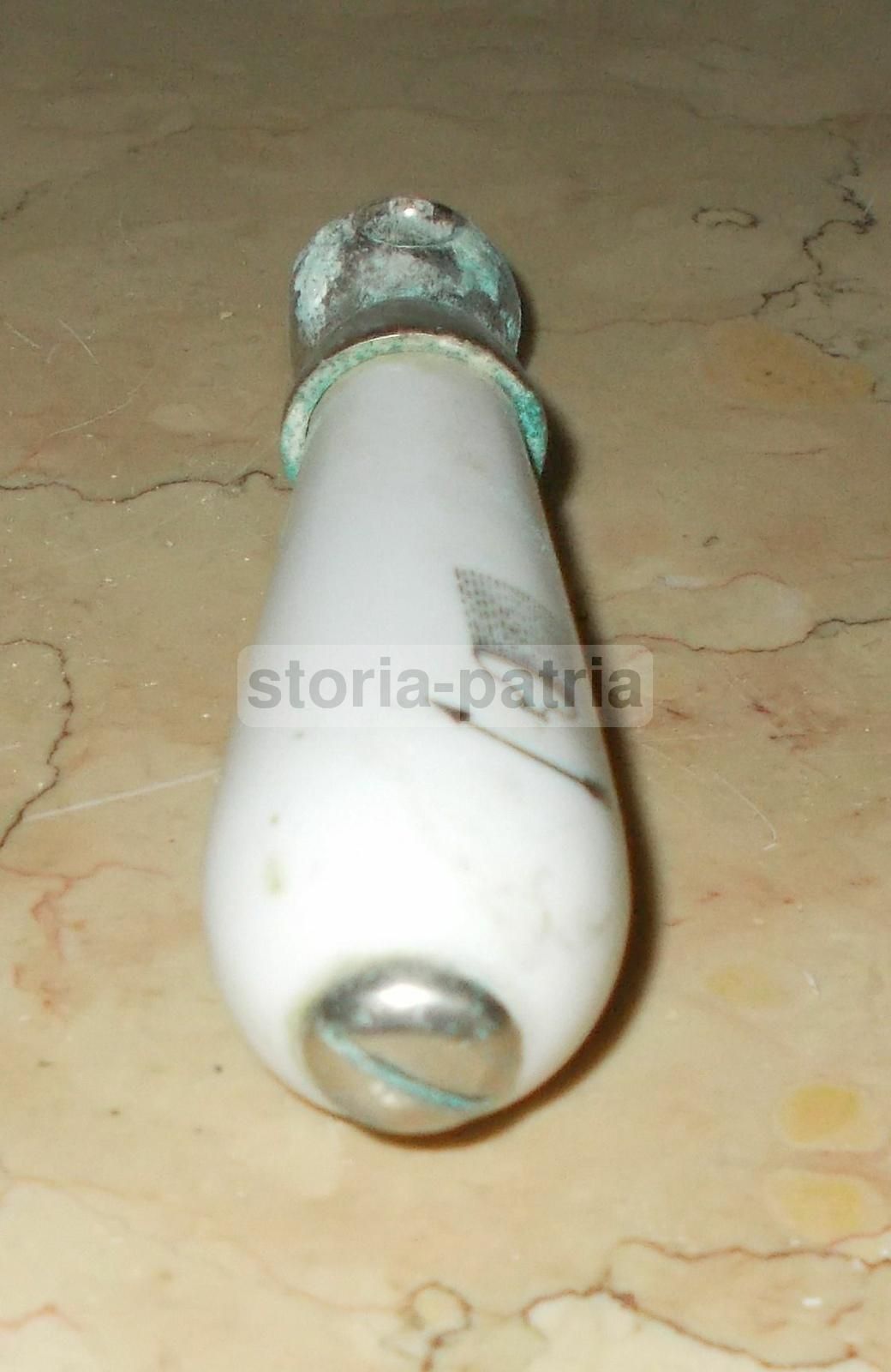 Maniglia d'Epoca In Porcellana E Metallo Cromato, Anni '30 '50