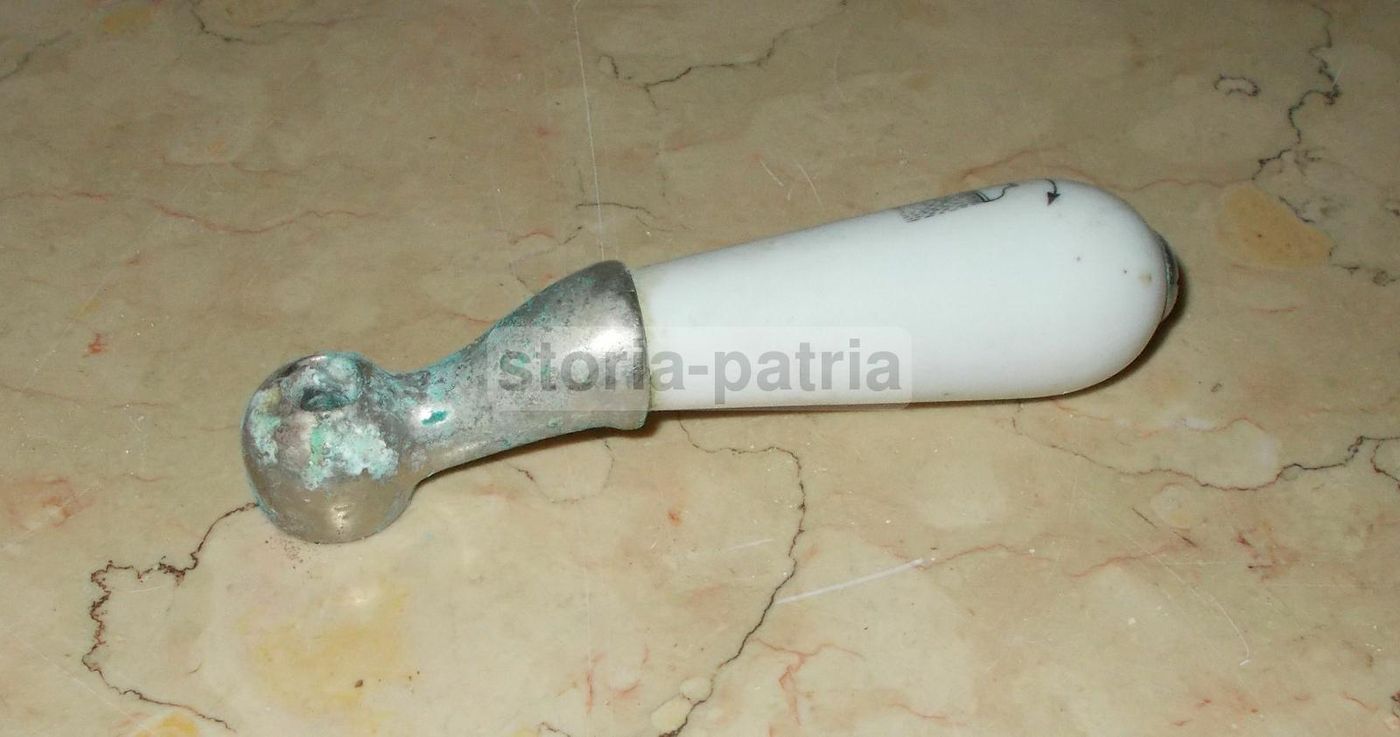 Maniglia d'Epoca In Porcellana E Metallo Cromato, Anni '30 '50