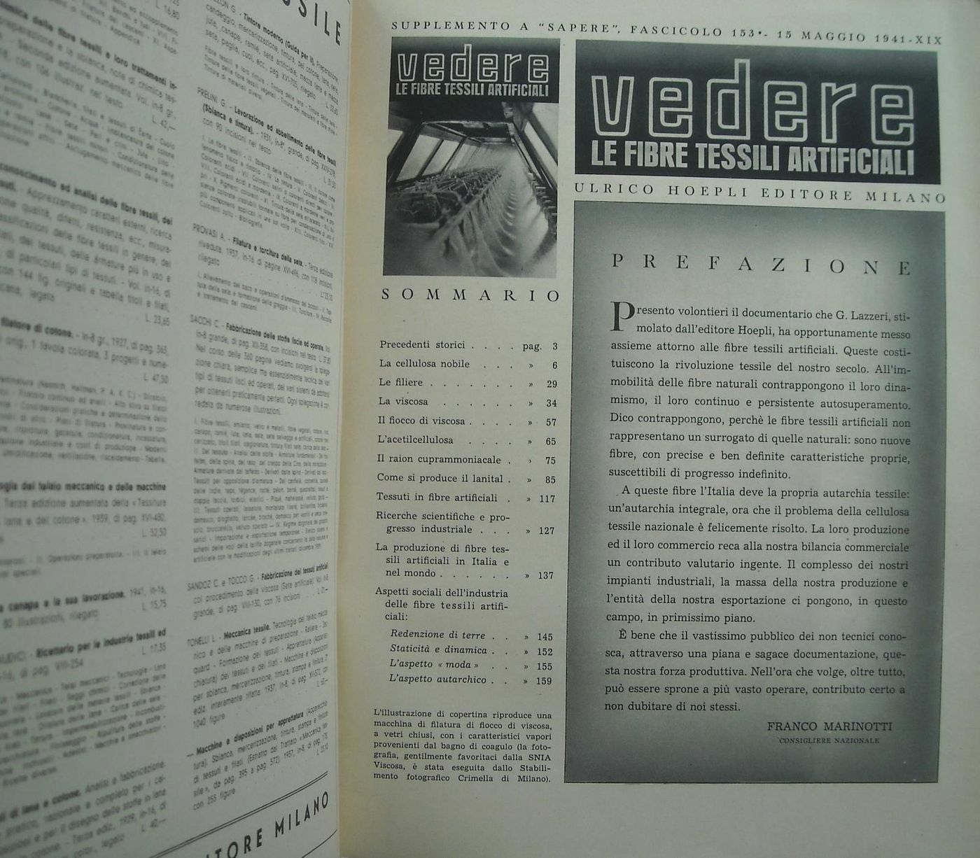 Le Fibre Tessili Artificiali Hoepli 1941 Viscosa Rajon Lazzeri