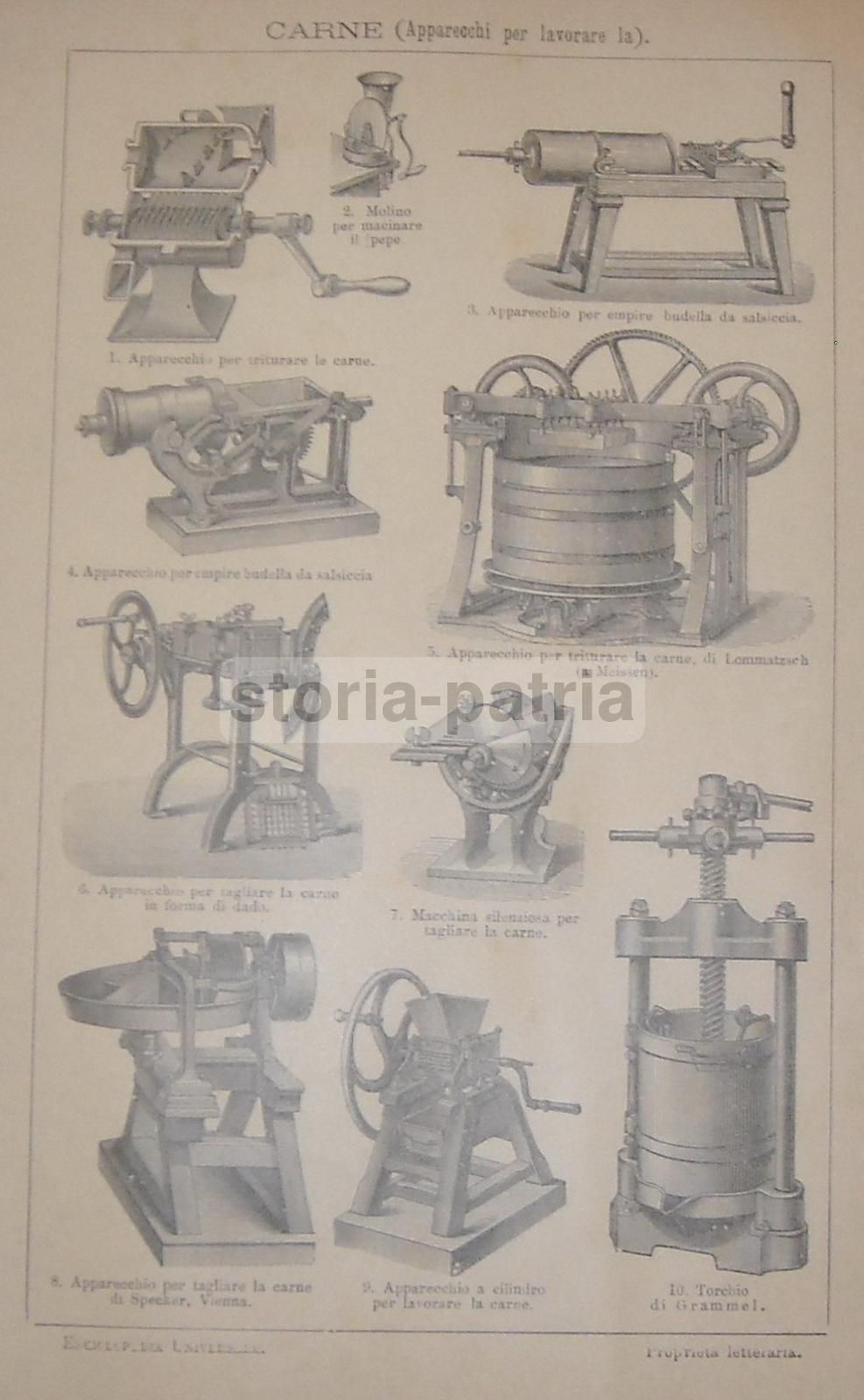 Stampa Antica Apparecchi Macellazione Carne, Anni '20
