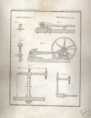 Incisione Antica Macchine Per Forare E Lubrificare, 1800