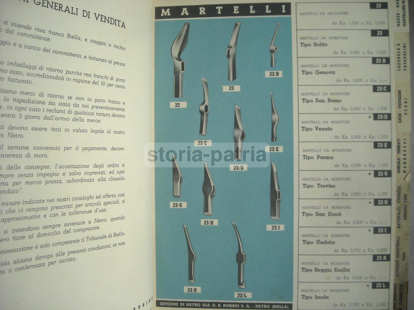 Catalogo Officine Netro Rubino 1940: Utensili In Ferro E Coltelleria