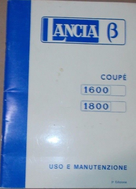 Manuale d'Uso E Manutenzione Lancia Beta Coupé 1600 1800 (1974)