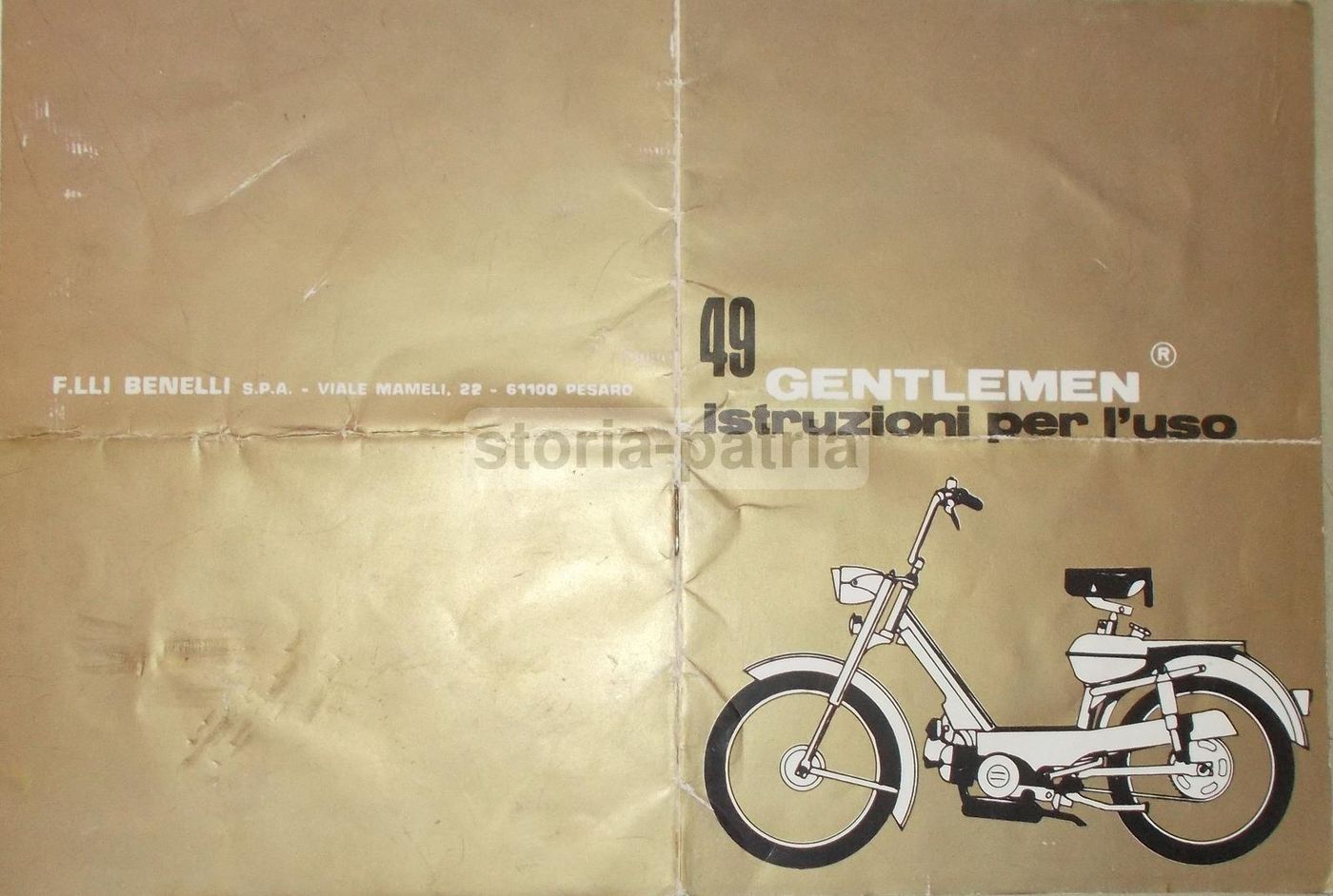 Libretto Istruzioni Benelli 49 Gentlemen, Pesaro, Anni '70