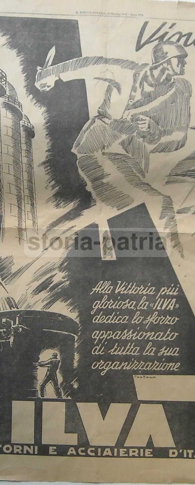 Pubblicità Ilva 1941: Illustrazione Futurista Di Fontana, Il Popolo d'Italia