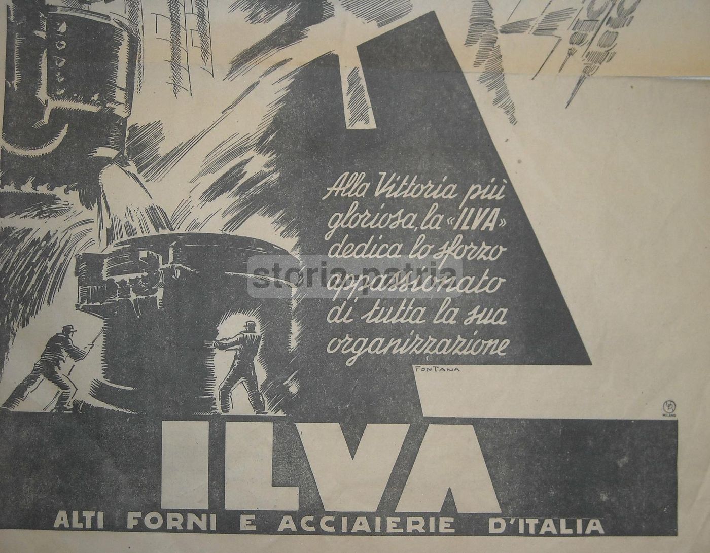 Pubblicità Ilva 1941: Illustrazione Futurista Di Fontana, Il Popolo d'Italia