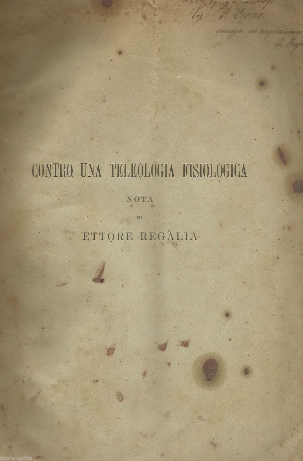 Contro Una Teleologia Fisiologica: Nota Di Ettore Regalia (1897)