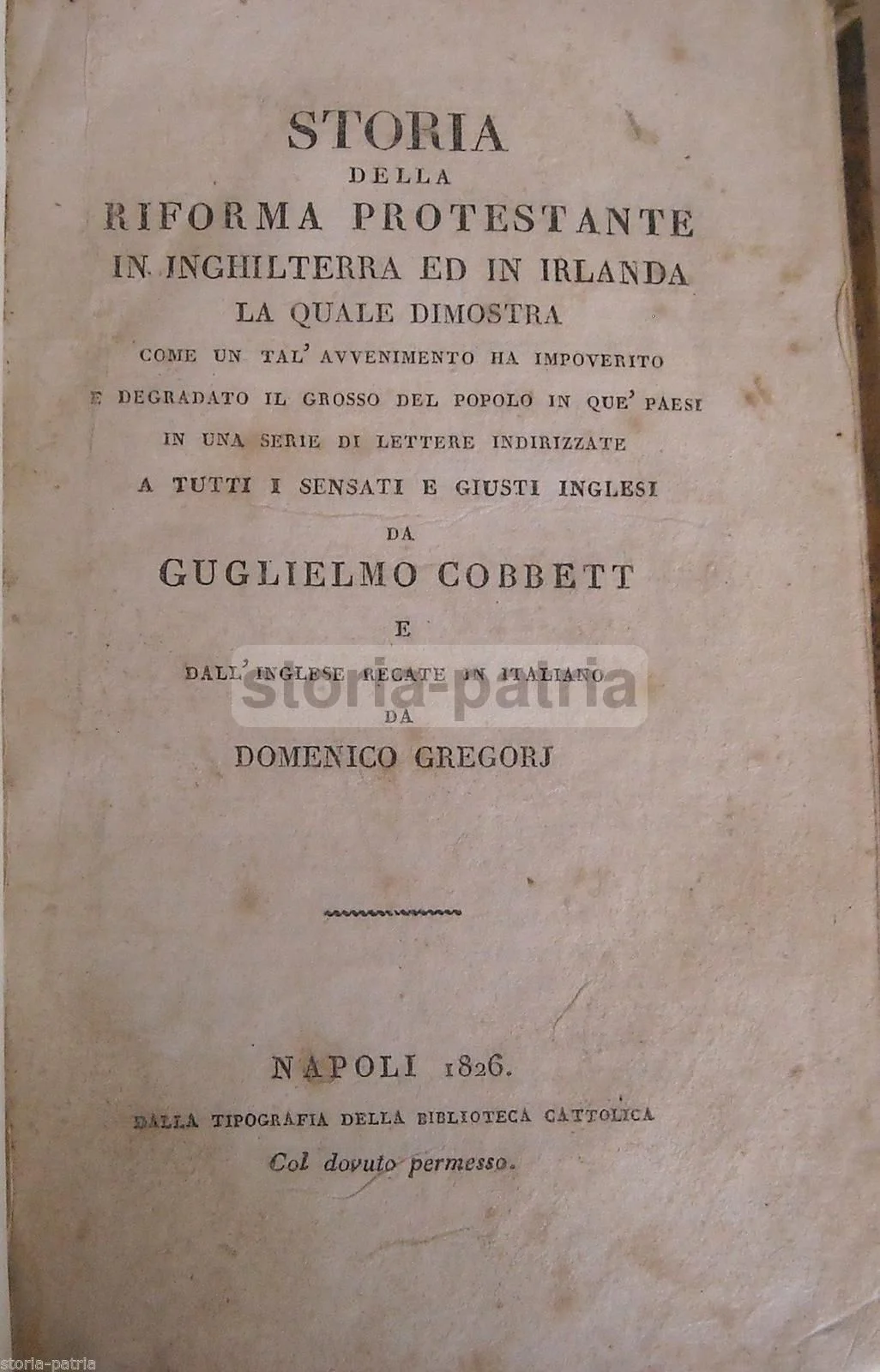 History of the Protestant Reformation, Cobbett, 1826 Naples, Gregorj