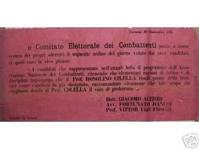 Manifesto Storico Teramo 1919, Candidatura Prof. Rosolino Colella