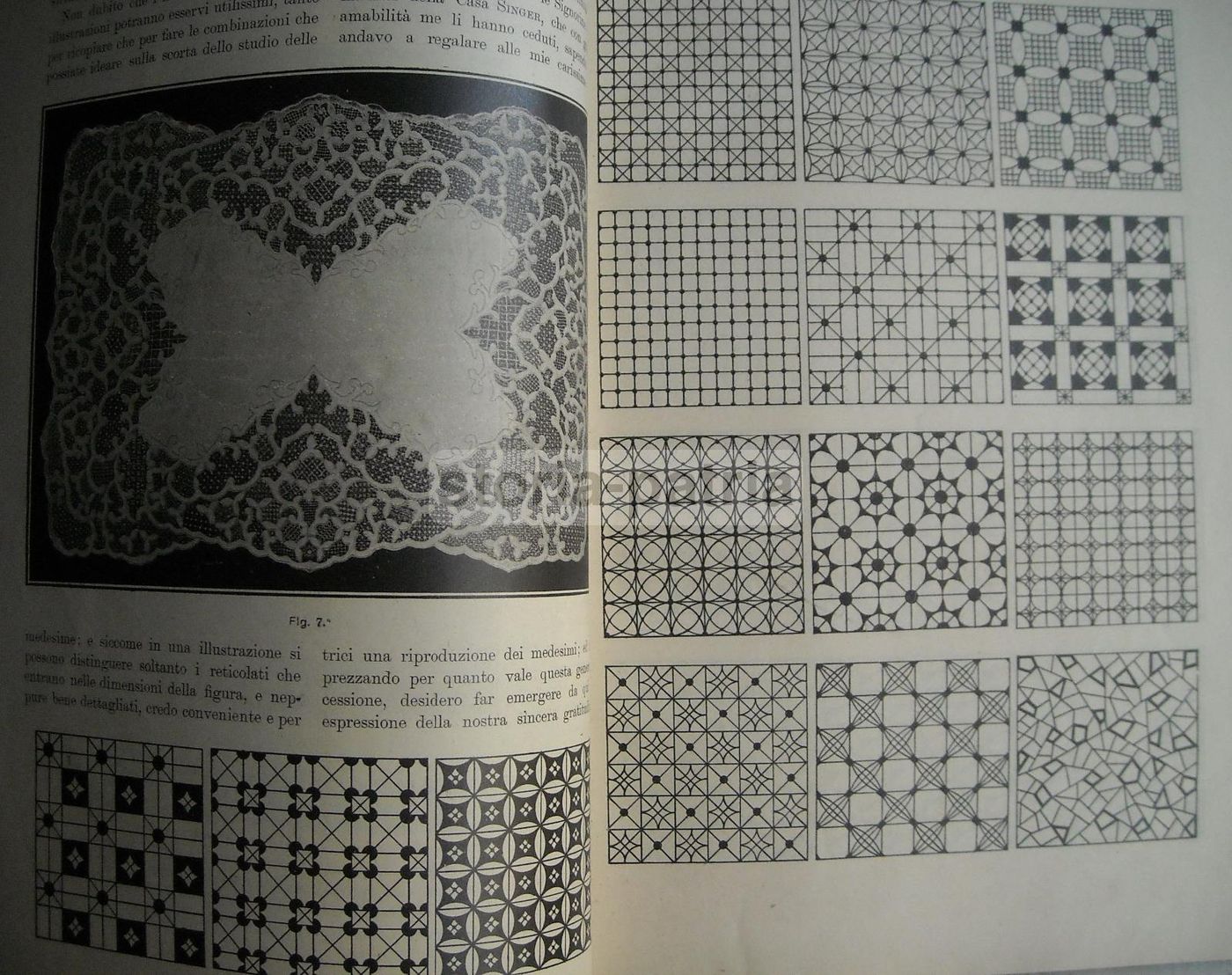 Manuale Ricamo Macchina Singer 1908 X. Dell'Aro Merletti Venezia