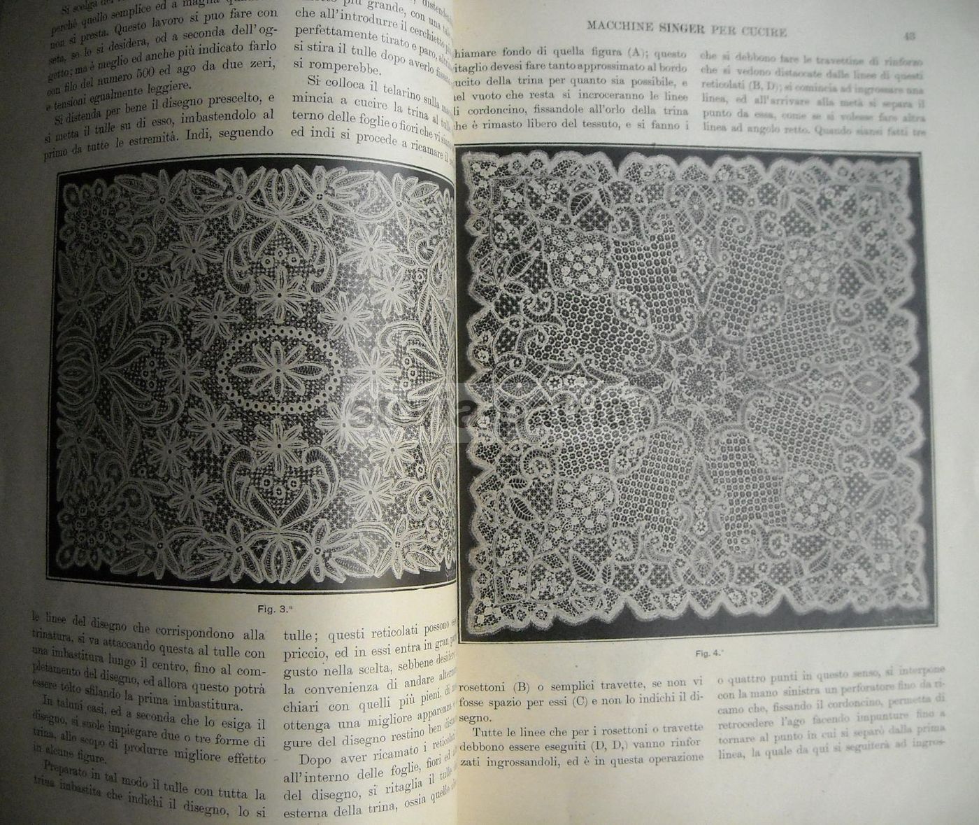 Manuale Ricamo Macchina Singer 1908 X. Dell'Aro Merletti Venezia