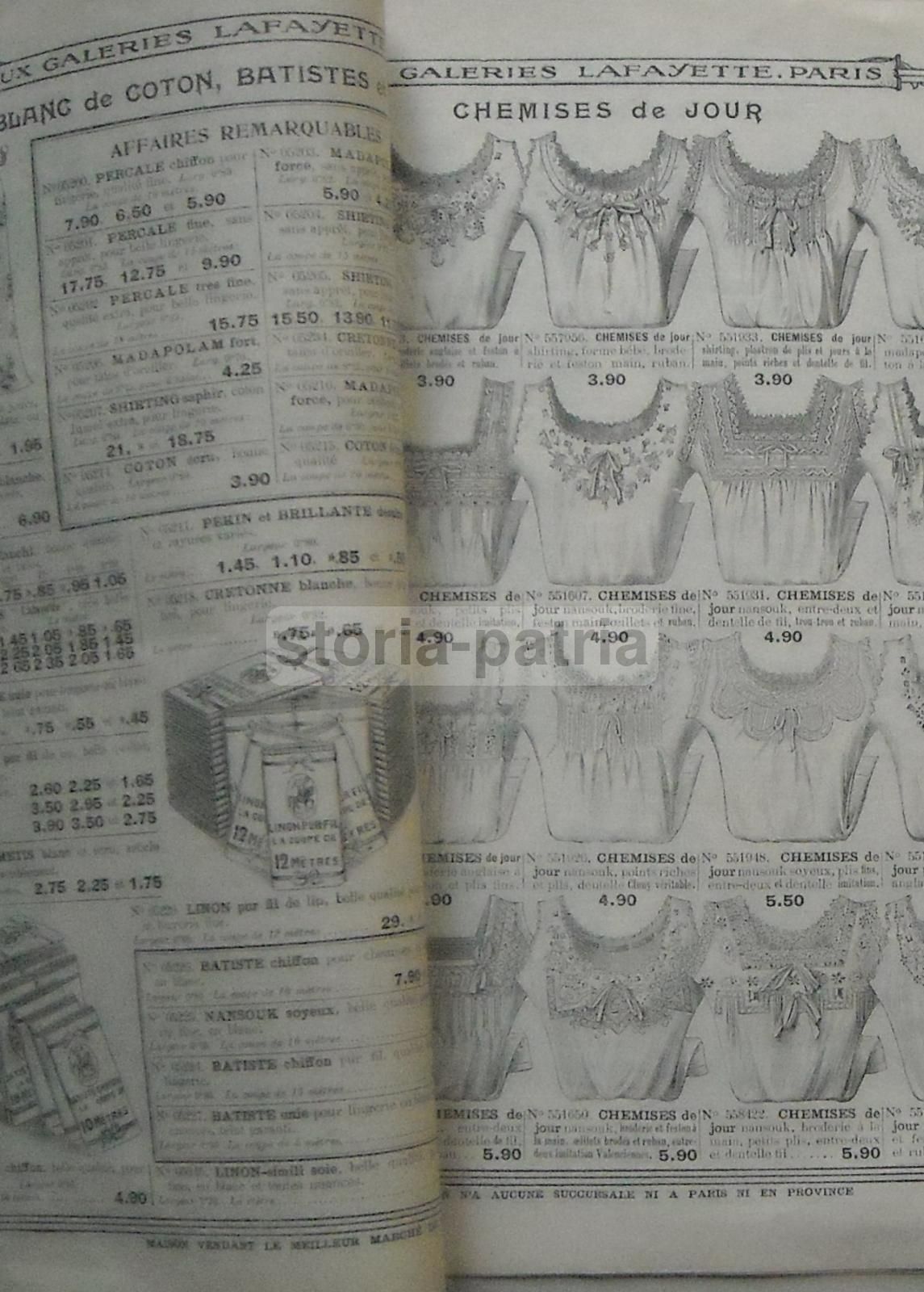 Catalogo Galeries Lafayette 1912: Tessuti, Biancheria E Lingerie, Parigi
