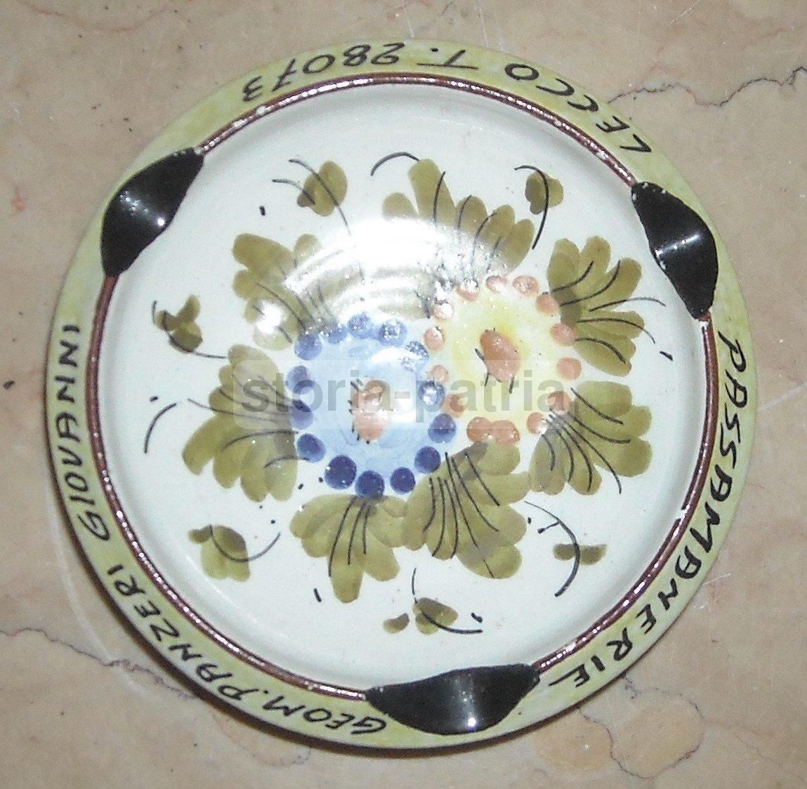 Posacenere Pubblicitario In Ceramica Passamanerie Panzeri Lecco
