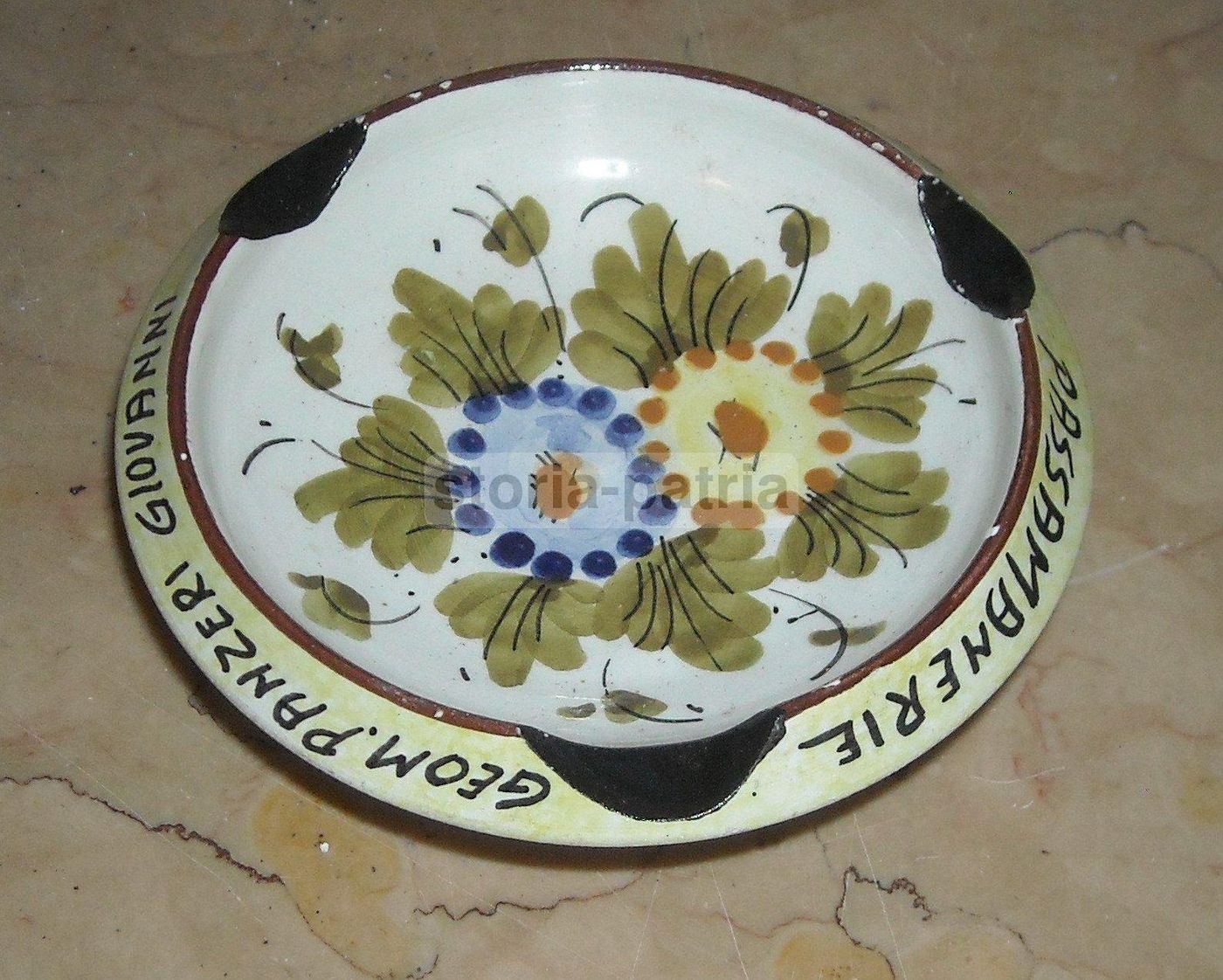 Posacenere Pubblicitario Ceramica Passamanerie Panzeri Lecco