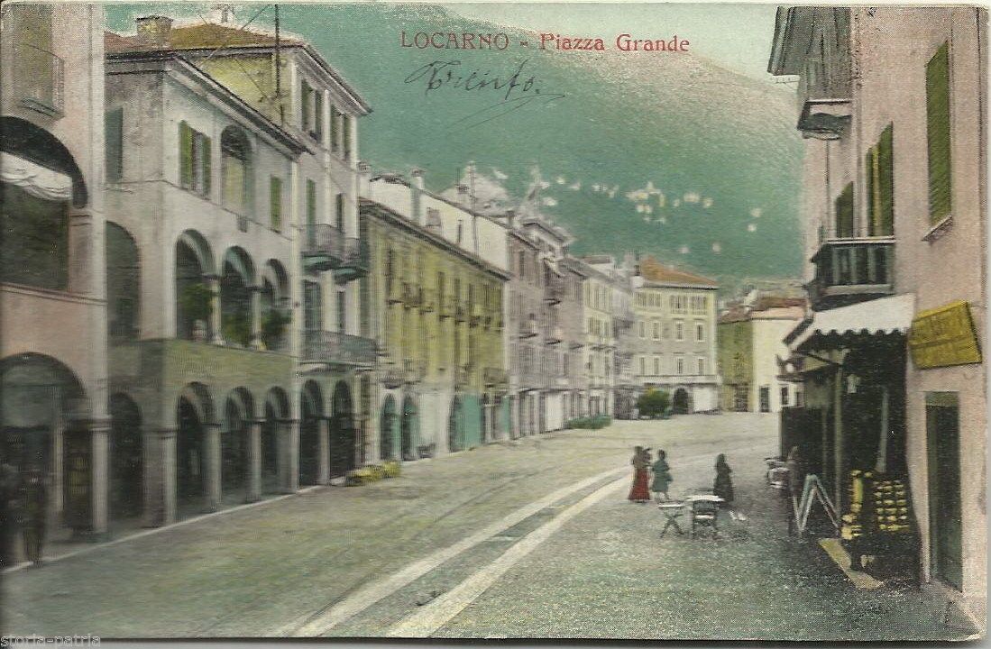 Cartolina Locarno Piazza Grande 1916 Viaggiata Zona Di Guerra