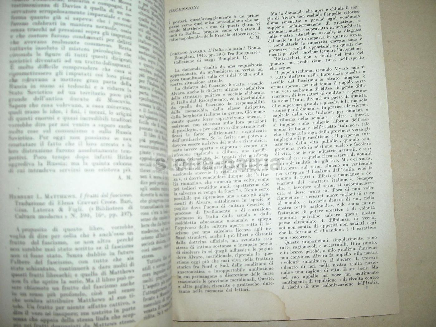 Risorgimento: Rivista Mensile (Einaudi, 1945)   Togliatti, Mafai, Purificato