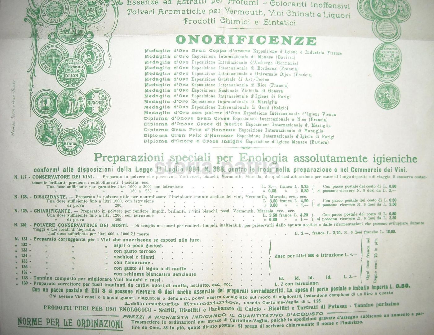 Listino Laboratorio Enochimico Torino Enologia Liquori 1900