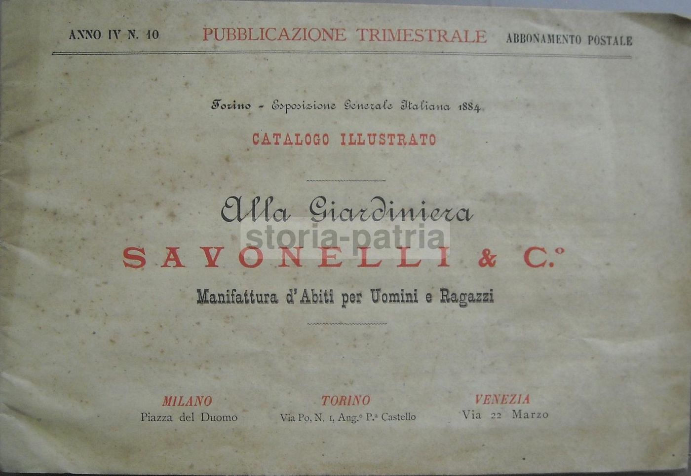 Catalogo Savonelli 1884 Abbigliamento Maschile Torino