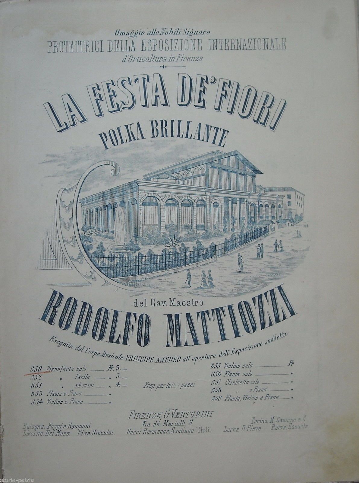 Spartito Musicale Polka La Festa De' Fiori Di Rodolfo Mattiozzi, Firenze, Primo '900